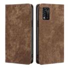 For ZTE Libero 5G III RFID Anti-theft Brush Magnetic Leather Phone Case(Brown) - 1