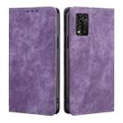 For ZTE Libero 5G III RFID Anti-theft Brush Magnetic Leather Phone Case(Purple) - 1