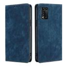 For ZTE Libero 5G III RFID Anti-theft Brush Magnetic Leather Phone Case(Blue) - 1