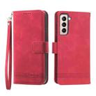 For Samsung Galaxy S21+ 5G Dierfeng Dream Line TPU + PU Leather Phone Case(Red) - 1