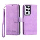 For Samsung Galaxy S21 Ultra 5G Dierfeng Dream Line TPU + PU Leather Phone Case(Purple) - 1