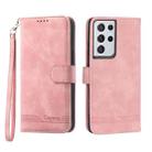 For Samsung Galaxy S21 Ultra 5G Dierfeng Dream Line TPU + PU Leather Phone Case(Pink) - 1