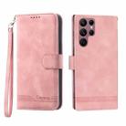 For Samsung Galaxy S22 Ultra 5G Dierfeng Dream Line TPU + PU Leather Phone Case(Pink) - 1