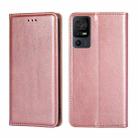 For TCL 40 SE Gloss Oil Solid Color Magnetic Leather Phone Case(Rose Gold) - 1