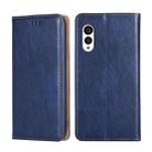 For Fujitsu Arrows N F-51C Gloss Oil Solid Color Magnetic Leather Phone Case(Blue) - 1