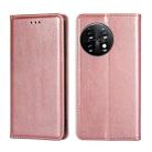 For OnePlus 11 Gloss Oil Solid Color Magnetic Leather Phone Case(Rose Gold) - 1