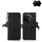 For OnePlus 11 5G Ostrich Pattern Genuine Leather RFID Phone Case(Black) - 1