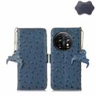 For OnePlus 11 5G Ostrich Pattern Genuine Leather RFID Phone Case(Blue) - 1