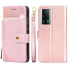 For Xiaomi Redmi K60E Zipper Bag Leather Phone Case(Rose Gold) - 1
