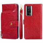 For Xiaomi Redmi K60 / K60 Pro Zipper Bag Leather Phone Case(Red) - 1