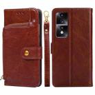 For Honor 80 GT Zipper Bag Leather Phone Case(Brown) - 1