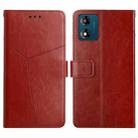 For Motorola Moto E13 4G HT01 Y-shaped Pattern Flip Leather Phone Case(Brown) - 1