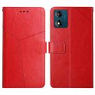 For Motorola Moto E13 4G HT01 Y-shaped Pattern Flip Leather Phone Case(Red) - 1