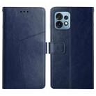 For Motorola Edge+ 2023 HT01 Y-shaped Pattern Flip Leather Phone Case(Blue) - 1