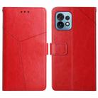 For Motorola Edge+ 2023 HT01 Y-shaped Pattern Flip Leather Phone Case(Red) - 1