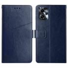 For Motorola Moto G23 4G/G13 4G HT01 Y-shaped Pattern Flip Leather Phone Case(Blue) - 1