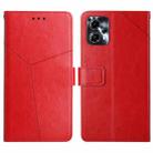 For Motorola Moto G23 4G/G13 4G HT01 Y-shaped Pattern Flip Leather Phone Case(Red) - 1