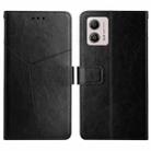 For Motorola Moto G53 5G/G13/G23 HT01 Y-shaped Pattern Flip Leather Phone Case(Black) - 1