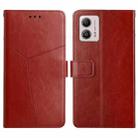 For Motorola Moto G53 5G/G13/G23 HT01 Y-shaped Pattern Flip Leather Phone Case(Brown) - 1