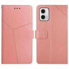 For Motorola Moto G73 5G HT01 Y-shaped Pattern Flip Leather Phone Case(Pink) - 1