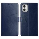 For Motorola Moto G73 5G HT01 Y-shaped Pattern Flip Leather Phone Case(Blue) - 1