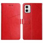 For Motorola Moto G73 5G HT01 Y-shaped Pattern Flip Leather Phone Case(Red) - 1