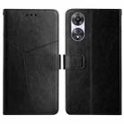 For OPPO A58 5G/A78 5G HT01 Y-shaped Pattern Flip Leather Phone Case(Black) - 1