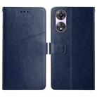 For OPPO A58 5G/A78 5G HT01 Y-shaped Pattern Flip Leather Phone Case(Blue) - 1