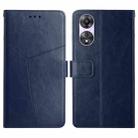 For OPPO Reno8 T 4G HT01 Y-shaped Pattern Flip Leather Phone Case(Blue) - 1