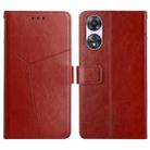 For OPPO Reno8 T 4G HT01 Y-shaped Pattern Flip Leather Phone Case(Brown) - 1