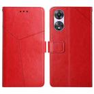 For OPPO Reno8 T 4G HT01 Y-shaped Pattern Flip Leather Phone Case(Red) - 1