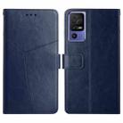 For TCL 40 SE HT01 Y-shaped Pattern Flip Leather Phone Case(Blue) - 1