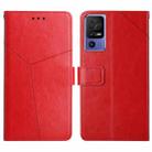 For TCL 40 SE HT01 Y-shaped Pattern Flip Leather Phone Case(Red) - 1