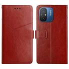 For Xiaomi Redmi 11A 4G HT01 Y-shaped Pattern Flip Leather Phone Case(Brown) - 1