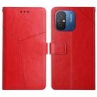 For Xiaomi Redmi 11A 4G HT01 Y-shaped Pattern Flip Leather Phone Case(Red) - 1