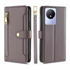 For vivo Y02 4G Sheep Texture Cross-body Zipper Wallet Leather Phone Case(Grey) - 1