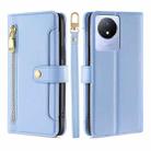 For vivo Y02 4G Sheep Texture Cross-body Zipper Wallet Leather Phone Case(Blue) - 1