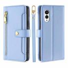 For Fujitsu Arrows N F-51C Sheep Texture Cross-body Zipper Wallet Leather Phone Case(Blue) - 1