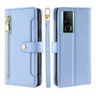 For Xiaomi Redmi K60E Sheep Texture Cross-body Zipper Wallet Leather Phone Case(Blue) - 1