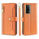 For Xiaomi Redmi K60E Sheep Texture Cross-body Zipper Wallet Leather Phone Case(Orange) - 1