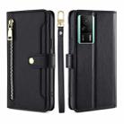 For Xiaomi Redmi K60E Sheep Texture Cross-body Zipper Wallet Leather Phone Case(Black) - 1