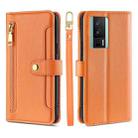 For Xiaomi Redmi K60 / K60 Pro Sheep Texture Cross-body Zipper Wallet Leather Phone Case(Orange) - 1