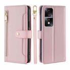 For Honor 80 GT Sheep Texture Cross-body Zipper Wallet Leather Phone Case(Pink) - 1