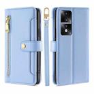 For Honor 80 GT Sheep Texture Cross-body Zipper Wallet Leather Phone Case(Blue) - 1