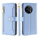 For OnePlus 11 Sheep Texture Cross-body Zipper Wallet Leather Phone Case(Blue) - 1