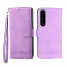 For Sony Xperia 1 IV Dierfeng Dream Line TPU + PU Leather Phone Case(Purple) - 1