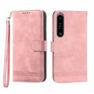 For Sony Xperia 1 IV Dierfeng Dream Line TPU + PU Leather Phone Case(Pink) - 1