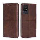 For TCL 40 SE Cow Texture Magnetic Horizontal Flip Leather Phone Case(Dark Brown) - 1