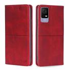 For TCL 405 / 406 / 408 Cow Texture Magnetic Horizontal Flip Leather Phone Case(Red) - 1