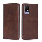 For TCL 405 / 406 / 408 Cow Texture Magnetic Horizontal Flip Leather Phone Case(Dark Brown) - 1